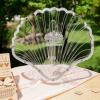 Drawelry Personalized Wedding Wooden Guest Book: Shell Acrylic Custom Name Guest Book Alternative Inserts Box DIY Custom Rustic Wedding Heart Drop Guest Book for Anniversary Wedding Decor (Shall) view 3