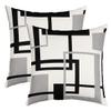 Modern Geometric Pillow Cover for Home Bed Set of 2 Black White Geometric Stripes Decor Cushion Cover Abstract Simple Style Cushion Case for Party Housewarming Office RV,18"X18" view 1