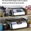 LIOONS Large Capacity Bread Box Stainless Steel Bread Bin With Transparent Window And Roll Cover Bread Holder Portable Storage view 4