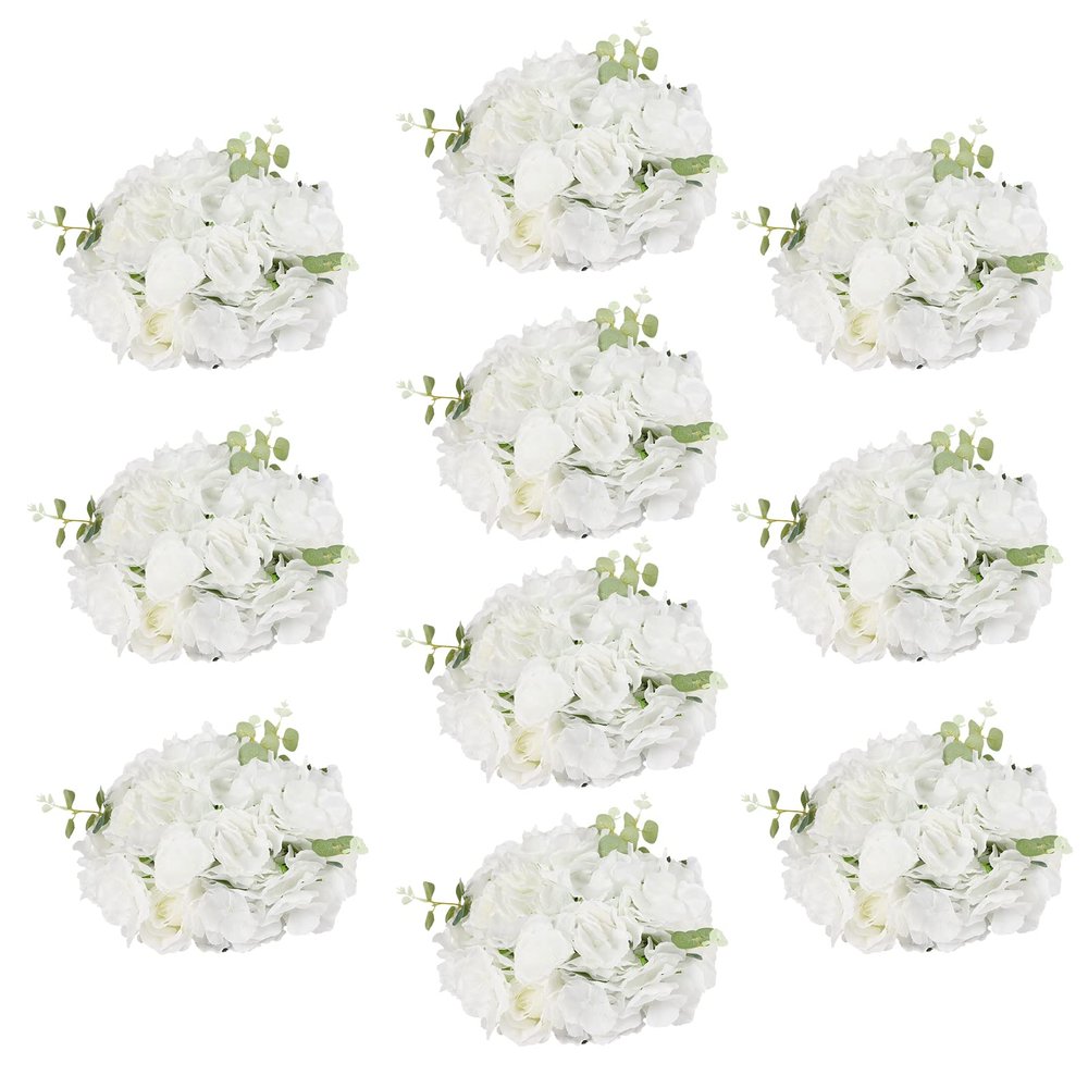 10 PCS 11.8inch Diameter Fake Flower Balls White Rose Artificial Arrangements for Wedding Centerpiece Table Decorations Flower Ball Arrangement Bouquet for Centerpieces Tables