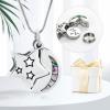 BAOWIQI Star/Moon Cremation Jewelry For Ashes Cremation Urn Pendant Ashes Memorial Necklace for Man/Women (Steel) view 4