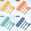 DISSKNIC 4 Sets Reusable Utensils Set with Case,Travel Utensils Cutlery Set Spoons and Forks Set, Reusable Plastic Utensils for Lunch Box Accessories for Adults, Portable Lunch Utensils Set for Daily view 3