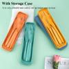 DISSKNIC 4 Sets Reusable Utensils Set with Case,Travel Utensils Cutlery Set Spoons and Forks Set, Reusable Plastic Utensils for Lunch Box Accessories for Adults, Portable Lunch Utensils Set for Daily view 4