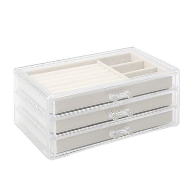 EKAYG Transparent Acrylic Storage Box, Simple Style Drawer-Style Jewelry Storage, Necklace, Earrings and Ring Organizer