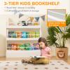 Costzon Wall-Mounted Kids Bookshelf, 3-Tier Wooden Book Shelf Organizer for Books and Toys, Toddler Space-Saving Bookcase Toy Rack for Bedroom, Living Room, Nursery, Playroom (White) view 3