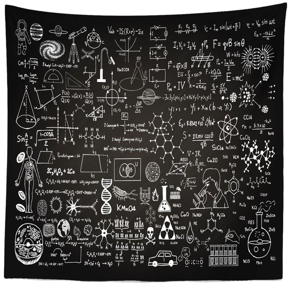 BELECO Science Tapestry Classroom Blackboard Educational Tapestry 60x40 Inch Biology Math Physics Science Formulas Tapestry Science Lab Mad Science Decor Classroom Bedroom Living Room Dorm Decor