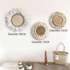 Wall Hanging Basket Decoration Set of 3 Round Handmade Wicker Baskets Boho Wall Art Ideal for Living Room or Bedroom,Braided Basket Hanging Loop view 2