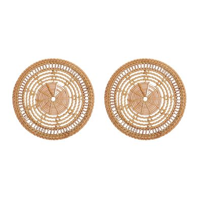 2PCS Wicker Wall Basket Decor, Wall Hanging Woven Placemats Home Wall Decor,Handmade Natural Hanging Woven Baskets,Round Wall Basket Decor