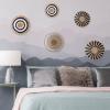Boho Wall Basket Decor Set of 3, Handmade Woven Rattan Wall Plates,Round Flat Wicker Baskets for Living Room Bedroom view 3