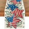 Artoid Mode American Flag Stars Eucalyptus Veterans Day Table Runner, Memorial Day Kitchen Dining Table Decoration for Home Party Decor 13x108 Inch view 1
