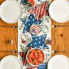 Artoid Mode American Flag Stars Eucalyptus Veterans Day Table Runner, Memorial Day Kitchen Dining Table Decoration for Home Party Decor 13x108 Inch view 3