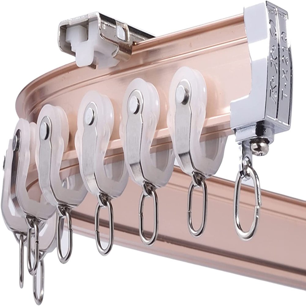 Room Divider Ceiling Track System Shower Curtain Rose Gold Shower Sliding Curtain Track, Bendable RV Curtain Rail System with Pulley Hook, 1m/2m/3m/4m/5m/6m Lenght ( Color : Ceiling Mount , Size : 6m/