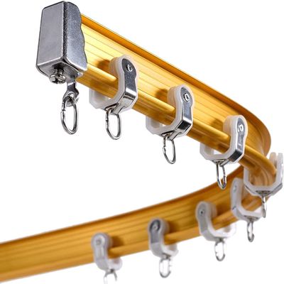 Room Divider Ceiling Track System Shower Curtain Flexible Shower Curtain Track with Hooks, Ceiling Mount Sliding Rod with Track Curtain System, Bendable Hospital Room Privacy Partition ( Size : 1.6m/5