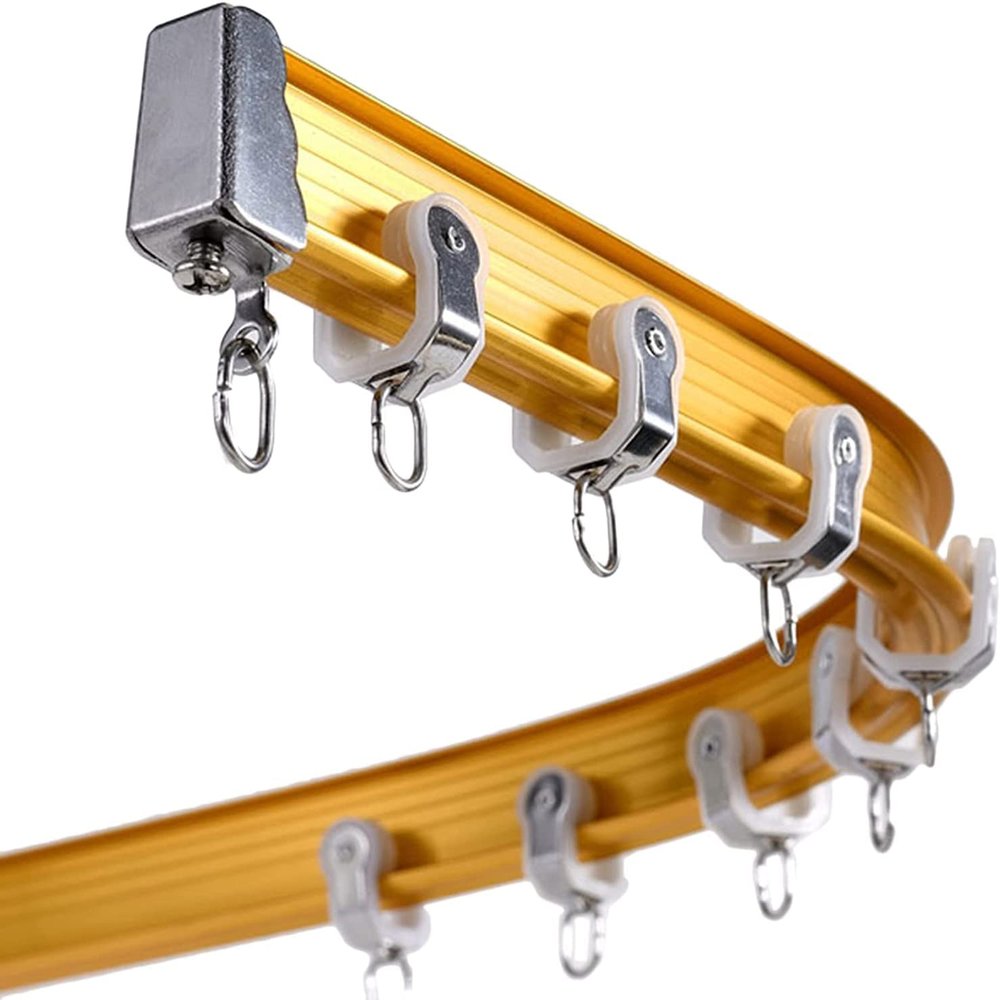 Room Divider Ceiling Track System Shower Curtain Flexible Shower Curtain Track with Hooks, Ceiling Mount Sliding Rod with Track Curtain System, Bendable Hospital Room Privacy Partition ( Size : 1.6m/5