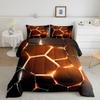 Feelyou Honeycomb Comforter Set Hexagonal Comforter for Kids Boys Girls Teens Geometrical Ombre Orange Bedding Set Beehive Modern Cool Design Geometric Duvet Set Queen Size Boys view 1