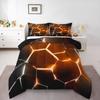 Feelyou Honeycomb Comforter Set Hexagonal Comforter for Kids Boys Girls Teens Geometrical Ombre Orange Bedding Set Beehive Modern Cool Design Geometric Duvet Set Queen Size Boys view 4