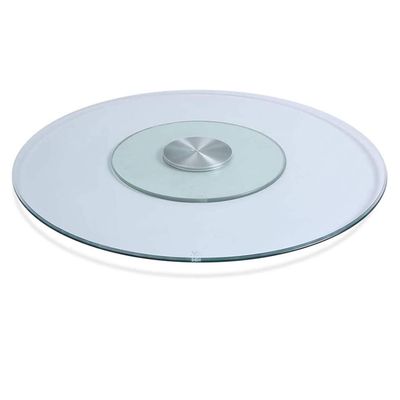 360 Rotating Serving Plate Round Table Turntable Tempered Glass Lazy Susan Large Rotating Tray for Kitchen Dining Table, Double Glass Design Transparent 60/70/80cm