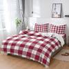 Queener Home 4-Piece California King Bedding Set Duvet Cover, Pastoral Retro Red White Buffalo Check Plaid Warm Cozy Quilt Covers Bed Sheets with 2 Pillow Sham Modern Checkered Bedroom Hotel Decor view 1
