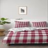 Queener Home 4-Piece California King Bedding Set Duvet Cover, Pastoral Retro Red White Buffalo Check Plaid Warm Cozy Quilt Covers Bed Sheets with 2 Pillow Sham Modern Checkered Bedroom Hotel Decor view 2