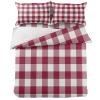 Queener Home 4-Piece California King Bedding Set Duvet Cover, Pastoral Retro Red White Buffalo Check Plaid Warm Cozy Quilt Covers Bed Sheets with 2 Pillow Sham Modern Checkered Bedroom Hotel Decor view 3