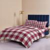 Queener Home 4-Piece California King Bedding Set Duvet Cover, Pastoral Retro Red White Buffalo Check Plaid Warm Cozy Quilt Covers Bed Sheets with 2 Pillow Sham Modern Checkered Bedroom Hotel Decor view 4