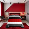 Erosebridal Red Black Stripes Full Size Comforter,Patchwork Geometric Striped Bedding Set White Grey Lines Comforter Set Farmhouse Room Decor,Soft Lightweight Quilt Duvet Insert 3 Pcs view 1