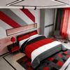Erosebridal Red Black Stripes Full Size Comforter,Patchwork Geometric Striped Bedding Set White Grey Lines Comforter Set Farmhouse Room Decor,Soft Lightweight Quilt Duvet Insert 3 Pcs view 2