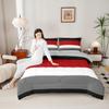 Erosebridal Red Black Stripes Full Size Comforter,Patchwork Geometric Striped Bedding Set White Grey Lines Comforter Set Farmhouse Room Decor,Soft Lightweight Quilt Duvet Insert 3 Pcs view 3