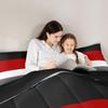 Erosebridal Red Black Stripes Full Size Comforter,Patchwork Geometric Striped Bedding Set White Grey Lines Comforter Set Farmhouse Room Decor,Soft Lightweight Quilt Duvet Insert 3 Pcs view 4