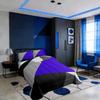 Erosebridal Navy Blue Black Gray Comforter Set Rustic Farmhouse Bedding Set Full Patchwork Geometric Triangle Down Comforter for Boys Adults Men Modern Abstract Quilt Duvet Insert with 2 Pillow Cases view 2