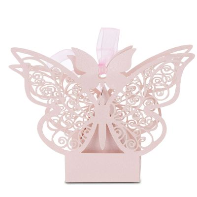 Pocreation Favor, Mariposas 100Pcs European Wedding Favor Boxes, Centro De Dulces for Chocolate Sugar Treats, Birthday Party Decoration