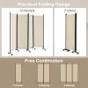 LDAILY 4 Panels Folding Room Divider, 6FT Tall Fabric Privacy Screen w/Metal Frame, Freestanding Partition Wall Divider w/Rolling Wheels for Bedroom, Dining Room, Office, Hospital (White, 4-Panel) view 3