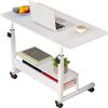 Ahdelhsdg Small Desk for Small Spaces, Rolling, Adjustable Height, Portable, Laptop Desk, Mobile, Bedside Table with Storage Shelf, White, 15.7 x 31.5 Inches view 1