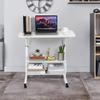 Ahdelhsdg Small Desk for Small Spaces, Rolling, Adjustable Height, Portable, Laptop Desk, Mobile, Bedside Table with Storage Shelf, White, 15.7 x 31.5 Inches view 2