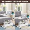 Ahdelhsdg Small Desk for Small Spaces, Rolling, Adjustable Height, Portable, Laptop Desk, Mobile, Bedside Table with Storage Shelf, White, 15.7 x 31.5 Inches view 3