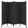 LDAILY 4 Panels Folding Room Divider, 6FT Tall Fabric Privacy Screen w/Metal Frame, Freestanding Partition Wall Divider w/Rolling Wheels for Bedroom, Dining Room, Office, Hospital (Gray, 4-Panel) view 1