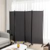 LDAILY 4 Panels Folding Room Divider, 6FT Tall Fabric Privacy Screen w/Metal Frame, Freestanding Partition Wall Divider w/Rolling Wheels for Bedroom, Dining Room, Office, Hospital (Gray, 4-Panel) view 2