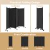 LDAILY 4 Panels Folding Room Divider, 6FT Tall Fabric Privacy Screen w/Metal Frame, Freestanding Partition Wall Divider w/Rolling Wheels for Bedroom, Dining Room, Office, Hospital (Gray, 4-Panel) view 3