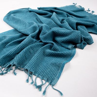 Waffle Towel for Bath Spa Sauna Beach Pool Gym-35"x67" Oversized Towel-Turkish Towel Peshtemal-Luxurious Absorbent Towel-%100 Cotton Towel - High Quality-Towel-Quick Dry (Petrol)