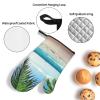 Tropical Palm Tree Hawaii Beach Printed Oven Mitt and Pot Holder Set, Washable Heat Resistant Oven Mitt for Kitchen Cooking Baking Grill view 3