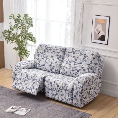8 Pieces Stretch Recliner Sofa Slipcovers, 2 3 Seat Recliner Cover Printed Loveseat Reclining Sofa Slipcover Furniture Protector with Pocket