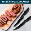 Home Hero Steak Knife Set - Effortless Cutting & Serrated Steak Knives - Rust-Resistant Stainless Steel Blades & Cutlery Set - Comfort-Grip Handles & Kitchen Knife Set - Pack of 4, Black view 4
