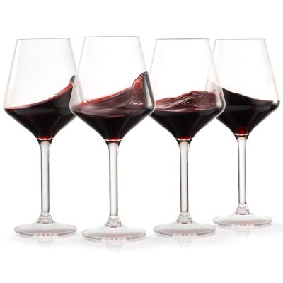 Unbreakable European Style Plastic Crystal, Stemmed Wine Glasses | Set of 4 | Acrylic Tritan Drinkware, Unbreakable Clear Color Shatterproof BPA-free, Reusable, Floating Pool & Indoor & Outdoor, 18oz