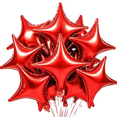 18inch Star Shape Foil Mylar Balloon,30 pcs Red Four Angle Star Balloons for Birthday Party,Wedding,Valentine's Day, engagement partyChristmas,Baby Shower Backdrops Decorations