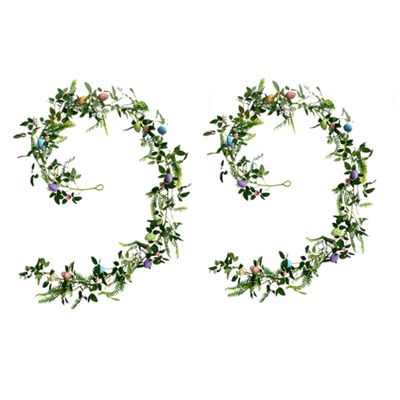 2 Pack Easter Garland,6.23 FT Long Artificial Easter Egg Garland Colorful Egg and Flower Garland Spring Garland for Easter Spring Decorations