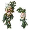 2 Pcs Wedding Arch Flowers Kit, Artificial Peony Flower Swag Backdrop Floral Garland Centerpieces, Champagne Peony Floral Swags Silk Hanging Peony Garland with Green Leaves Decor for Home(Pink) view 1
