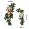 2 Pcs Wedding Arch Flowers Kit, Artificial Peony Flower Swag Backdrop Floral Garland Centerpieces, Champagne Peony Floral Swags Silk Hanging Peony Garland with Green Leaves Decor for Home(Pink) view 2