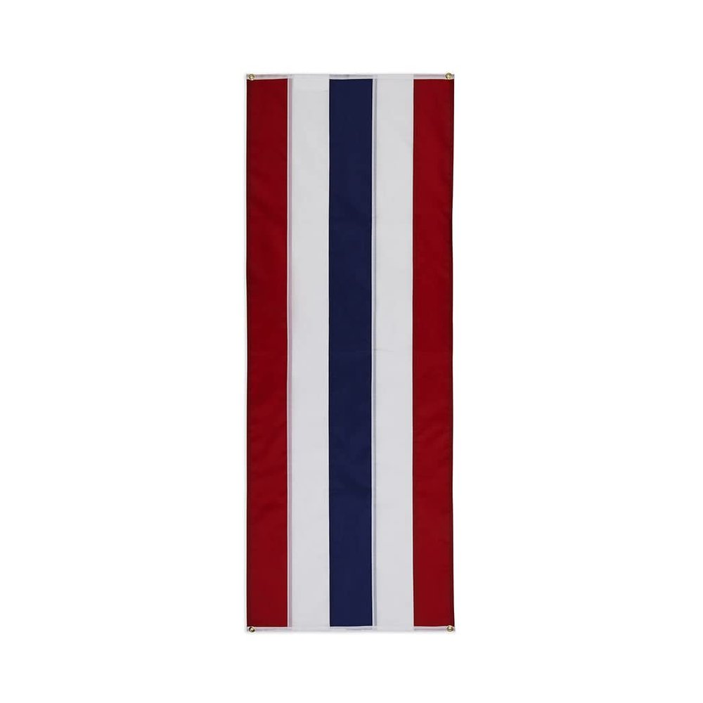 Patriotic Nylon Pull Down Banner By Old Glory Bunting. 5 Stripe Red, White and Blue fully sewn 4th of July USA Banner - 18" x 8'. Made in America