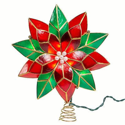 Kurt Adler 9.5-Inch UL 10-Light Red & Green Poinsettia Treetop