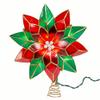 Kurt Adler 9.5-Inch UL 10-Light Red & Green Poinsettia Treetop view 1